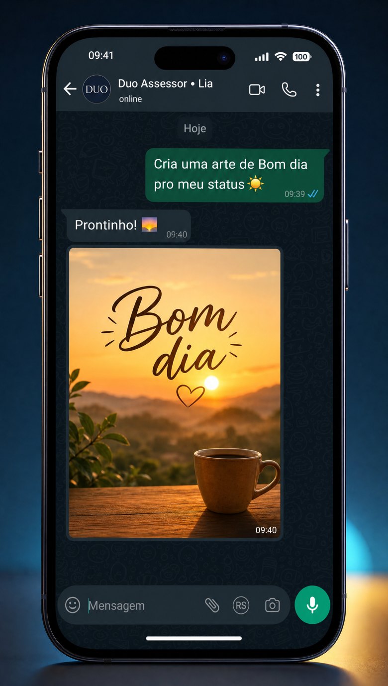 Lia cria uma arte de bom dia